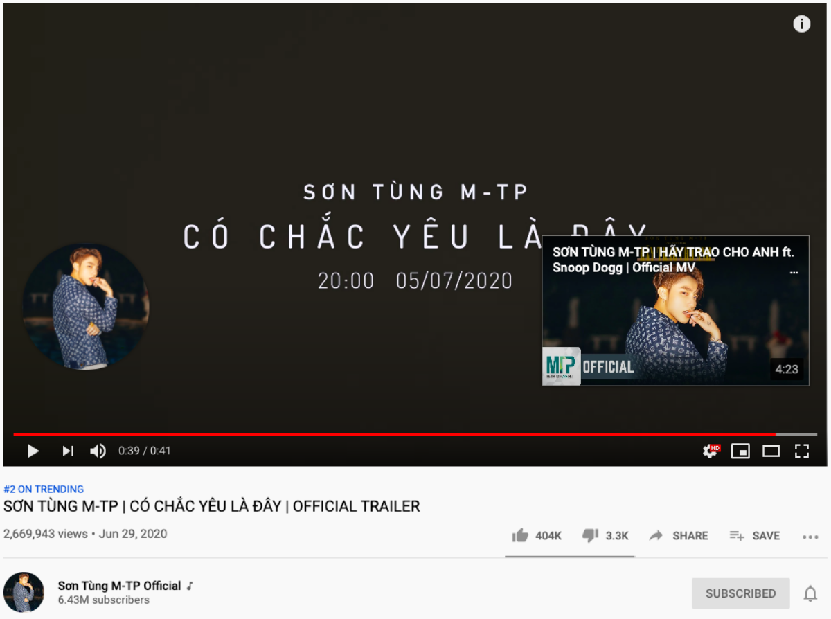 Đăng trailer 'sương sương' 40 giây, Sơn Tùng M-TP lọt top trending trên YouTube nhiều quốc gia Ảnh 1