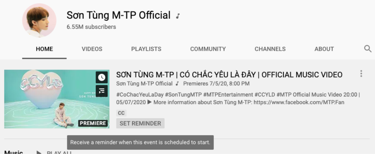 Mách bạn cách xem MV 'Có chắc yêu là đây' của Sơn Tùng M-TP trên YouTube sớm nhất Ảnh 1