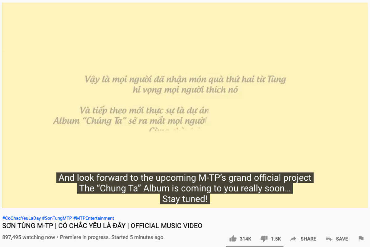 Nóng: Gần 900.000 người xem MV 'Có chắc yêu là đây’ của Sơn Tùng M-TP cùng lúc trên YouTube Ảnh 3