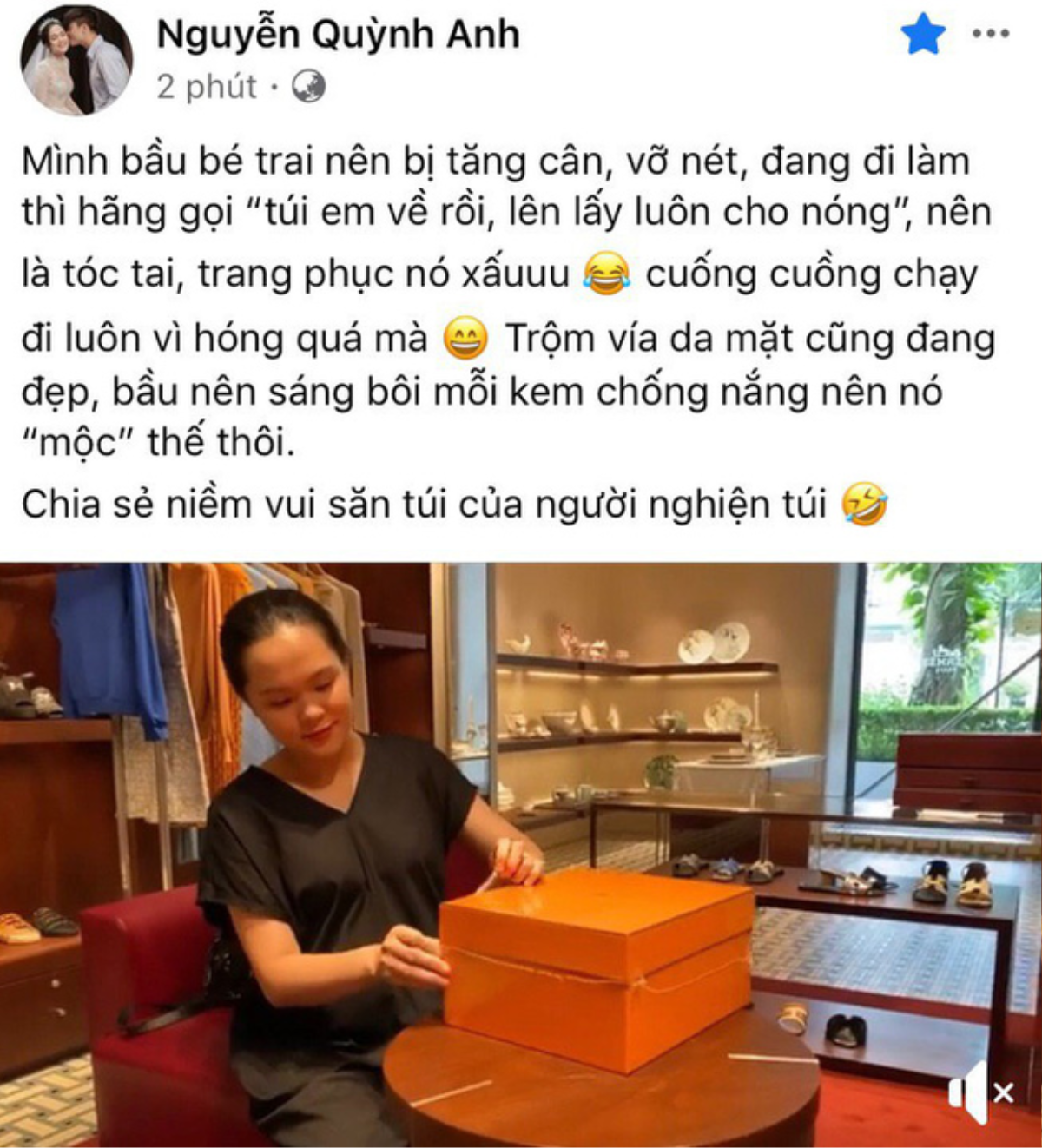 Bà xã Duy Mạnh khoe mặt mộc, 'đập hộp' túi xách hàng hiệu, hé lộ gần đến ngày 'mãn nguyệt khai hoa' Ảnh 1