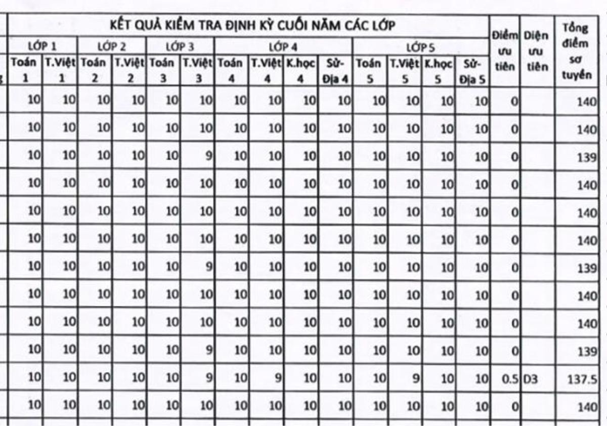 Bảng điểm với 'mưa điểm 10' của các 'siêu học sinh' thi vào lớp 6 trường Ams Ảnh 2