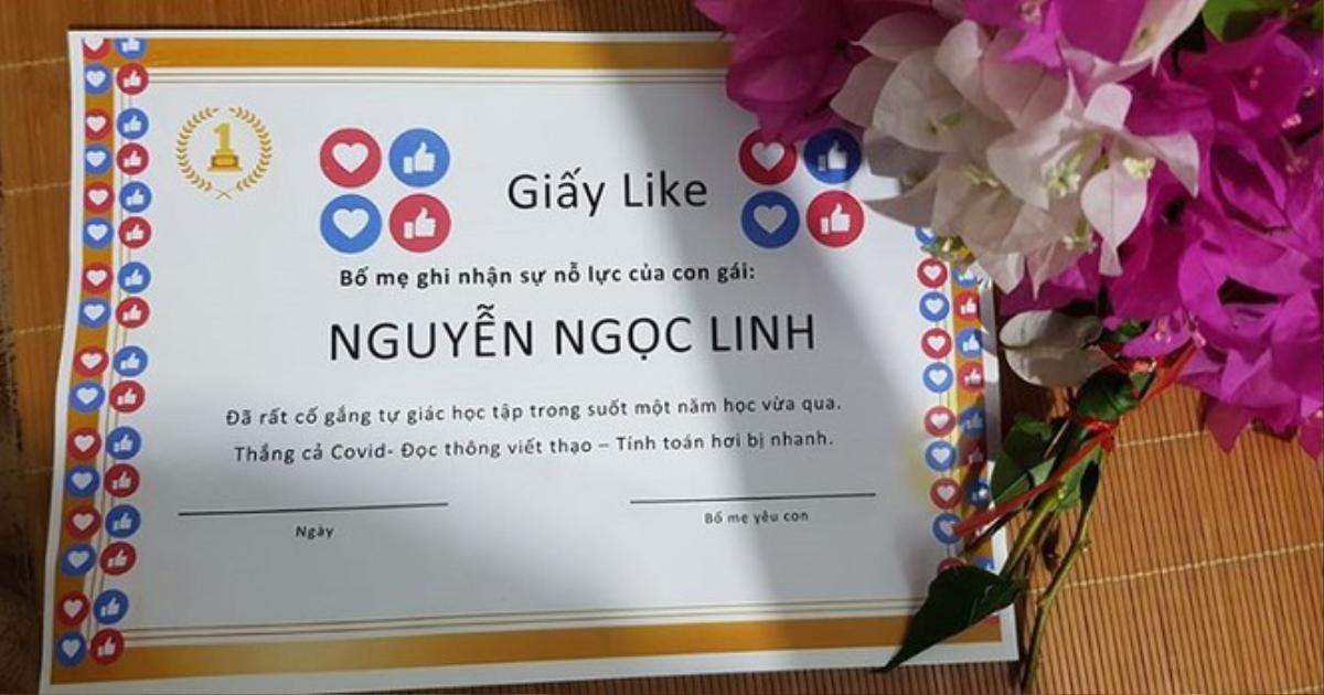 Phụ huynh sáng tạo 'giấy like' và tổ chức luôn lễ bế giảng tại nhà để động viên 2 cô con gái nhận 'mưa' lời khen Ảnh 3