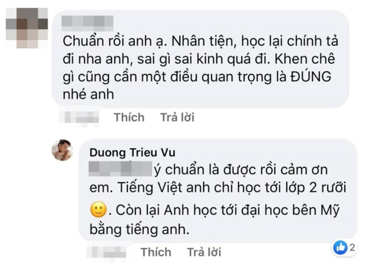 Bị bắt lỗi chính tả, Dương Triệu Vũ đáp trả: 'Tiếng Việt anh chỉ học tới lớp 2 rưỡi' Ảnh 2