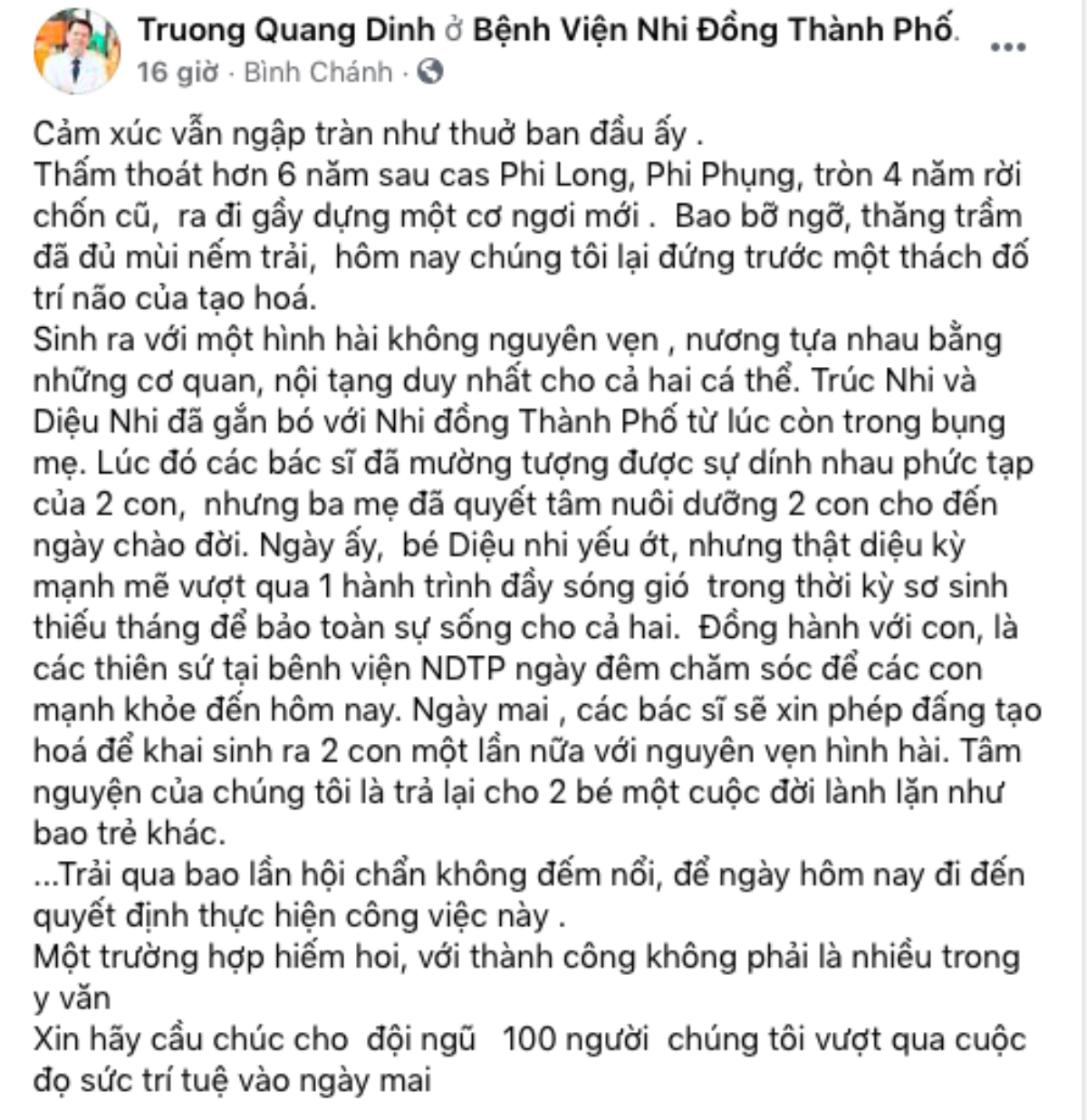 Mổ cặp song sinh dính liền phức tạp nhất Việt Nam: Sao Việt và cộng đồng mạng cùng nín thở cầu nguyện! Ảnh 5