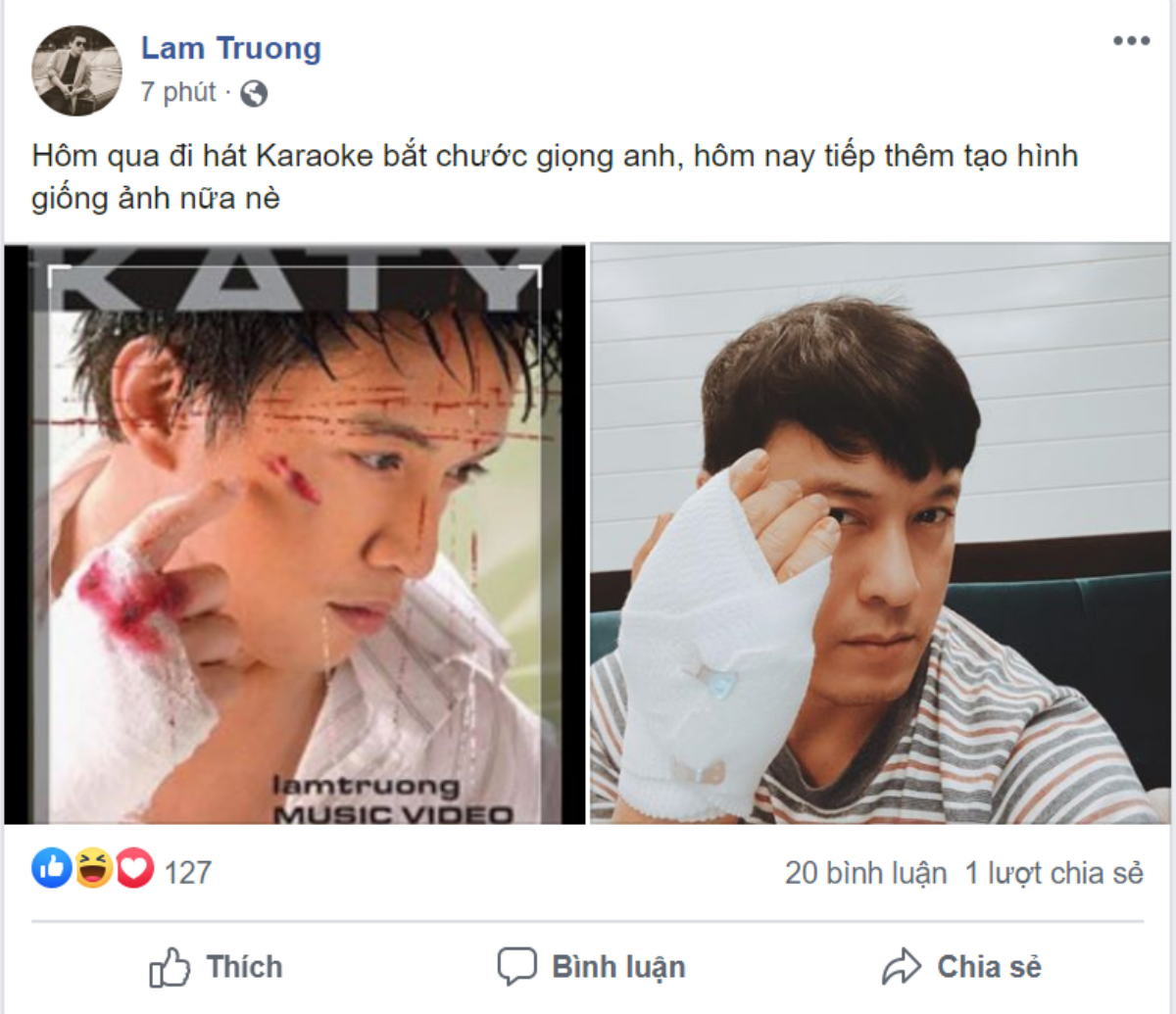 Băng bó kín tay vì trật khớp, Lam Trường tranh thủ tái hiện lại ảnh bìa CD đình đám gần chục năm trước khiến fan 'cạn lời' Ảnh 2