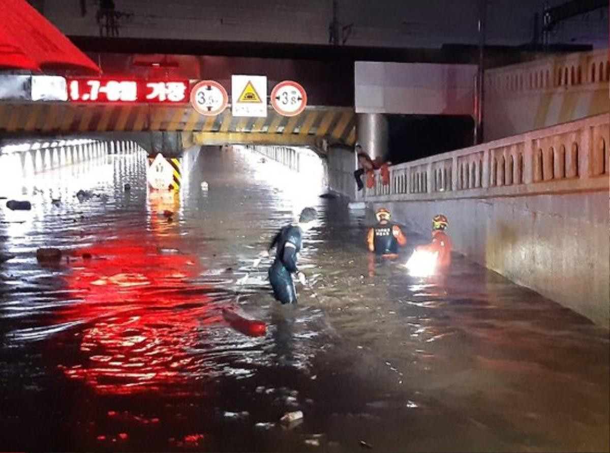 Hàn Quốc đường ngập thành sông, cao tới ngang ngực do mưa lớn Ảnh 13