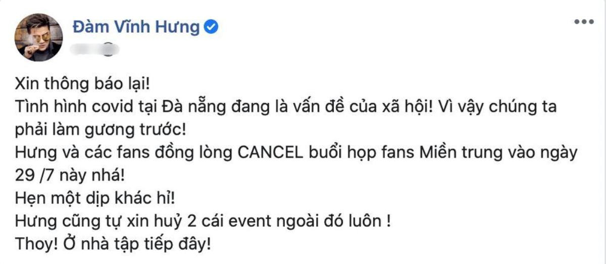 Loạt sao Vpop đồng loạt hoãn show tại Đà Nẵng trước diễn biến khó lường của dịch Covid-19 Ảnh 3