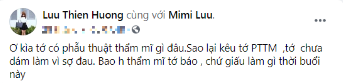 Lưu Thiên Hương lên tiếng đáp trả sau khi bị đồn phẫu thuật thẩm mỹ Ảnh 4