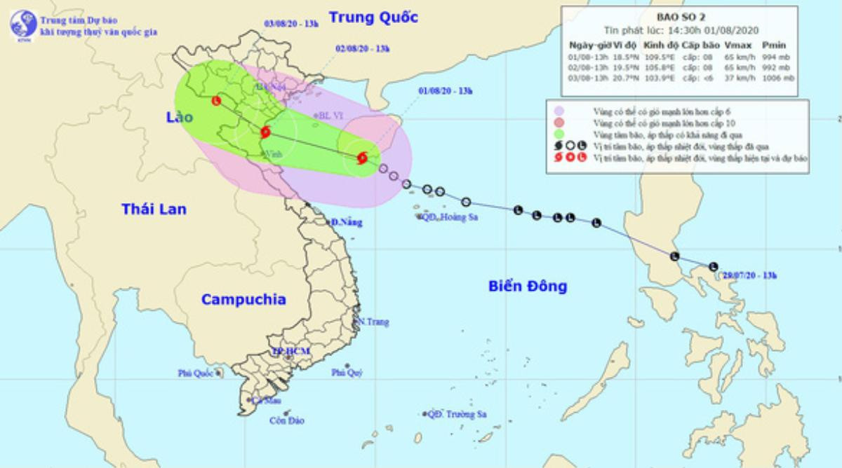 Dự báo thời tiết ngày 2/8: Bão số 2 đi vào khu vực ven biển từ Quảng Ninh đến Nghệ An Ảnh 1