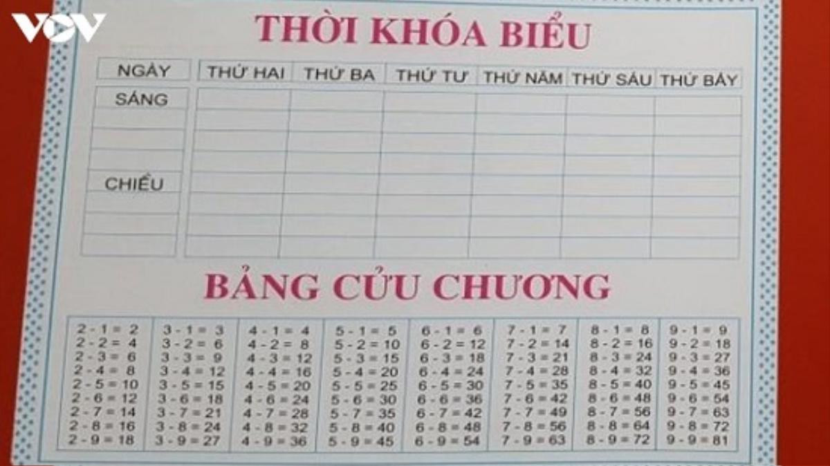 Trường tiểu học bán vở in sai bảng cửu chương trên bìa, toàn bộ dấu nhân đã bị chuyển thành dấu trừ Ảnh 1