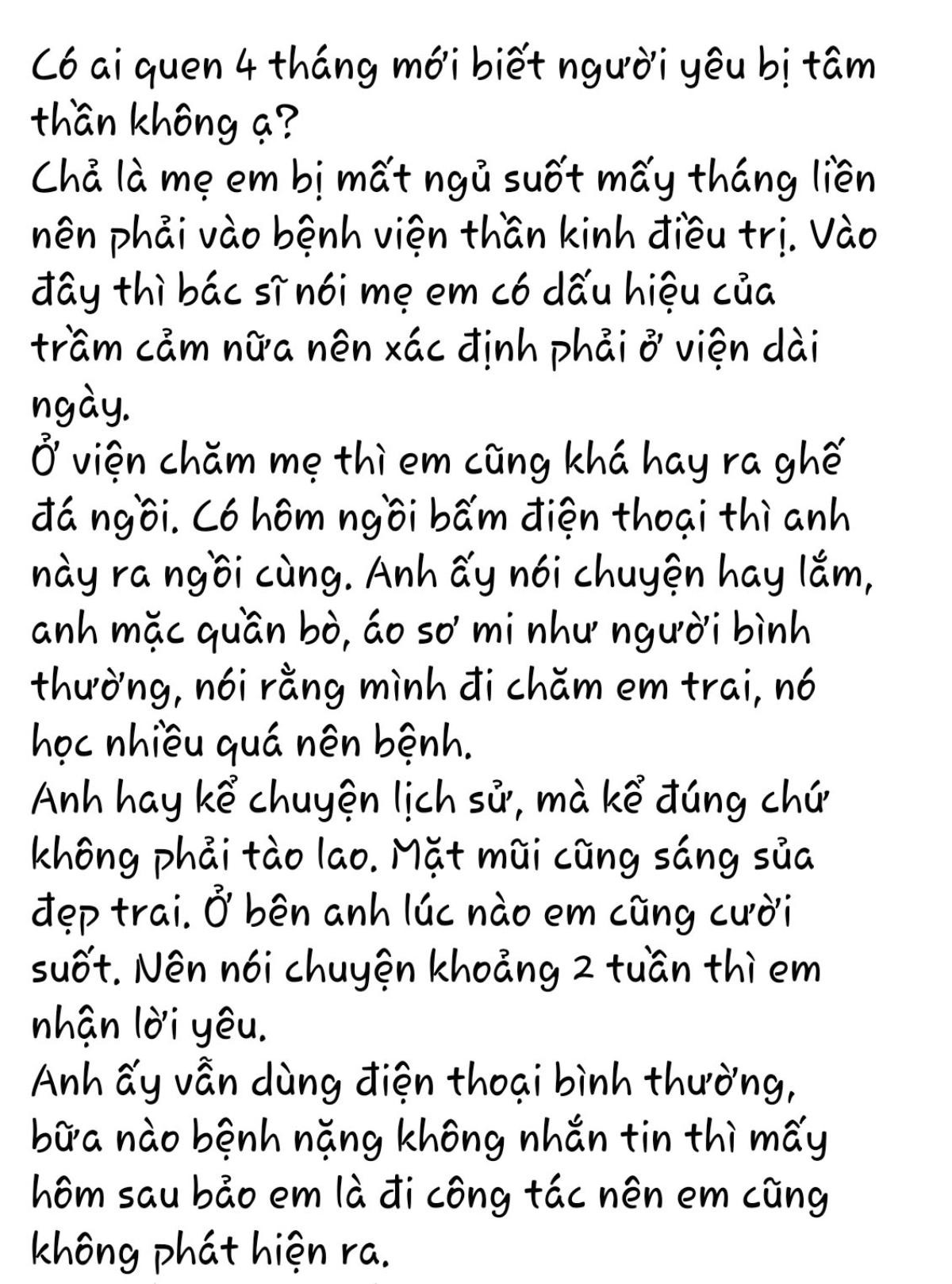 Lỡ yêu nhầm bệnh nhân tâm thần, cô gái nhờ cộng đồng mạng tư vấn cách giải quyết Ảnh 2