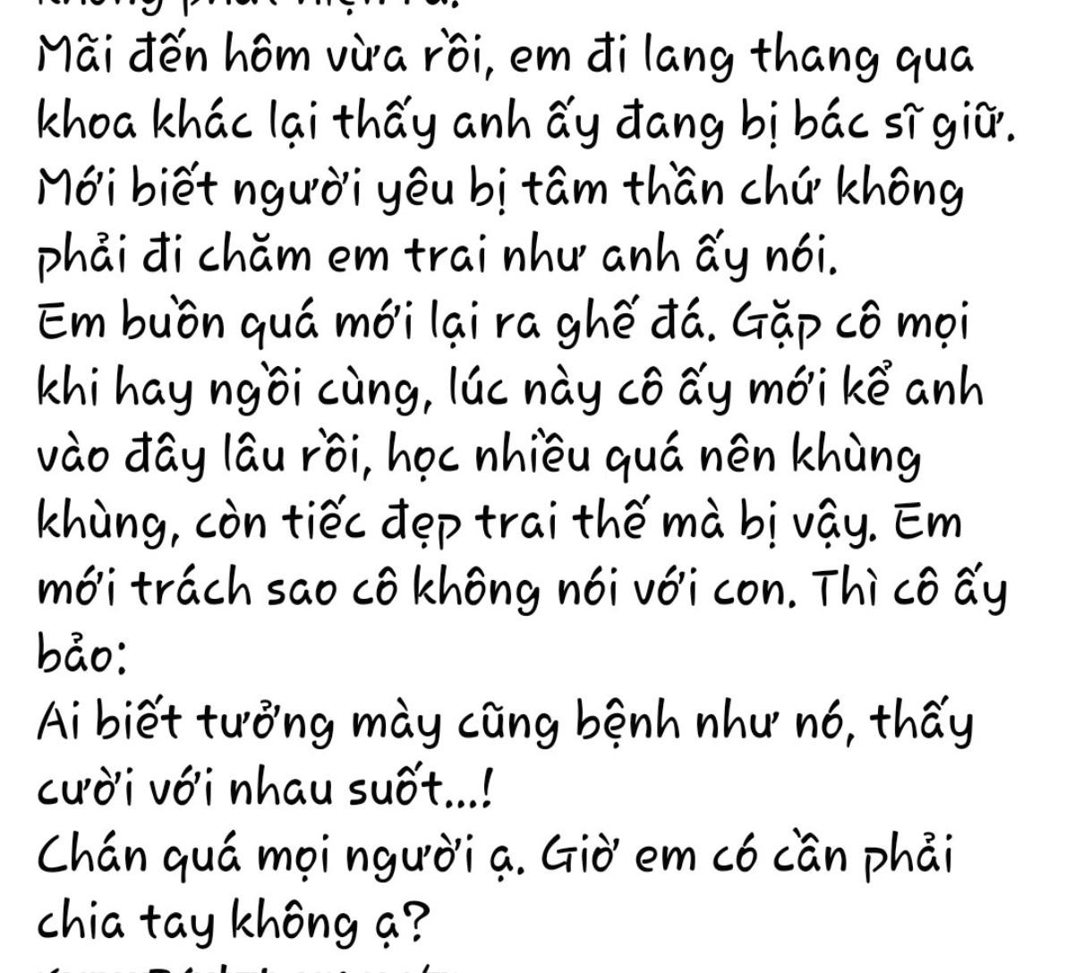 Lỡ yêu nhầm bệnh nhân tâm thần, cô gái nhờ cộng đồng mạng tư vấn cách giải quyết Ảnh 4