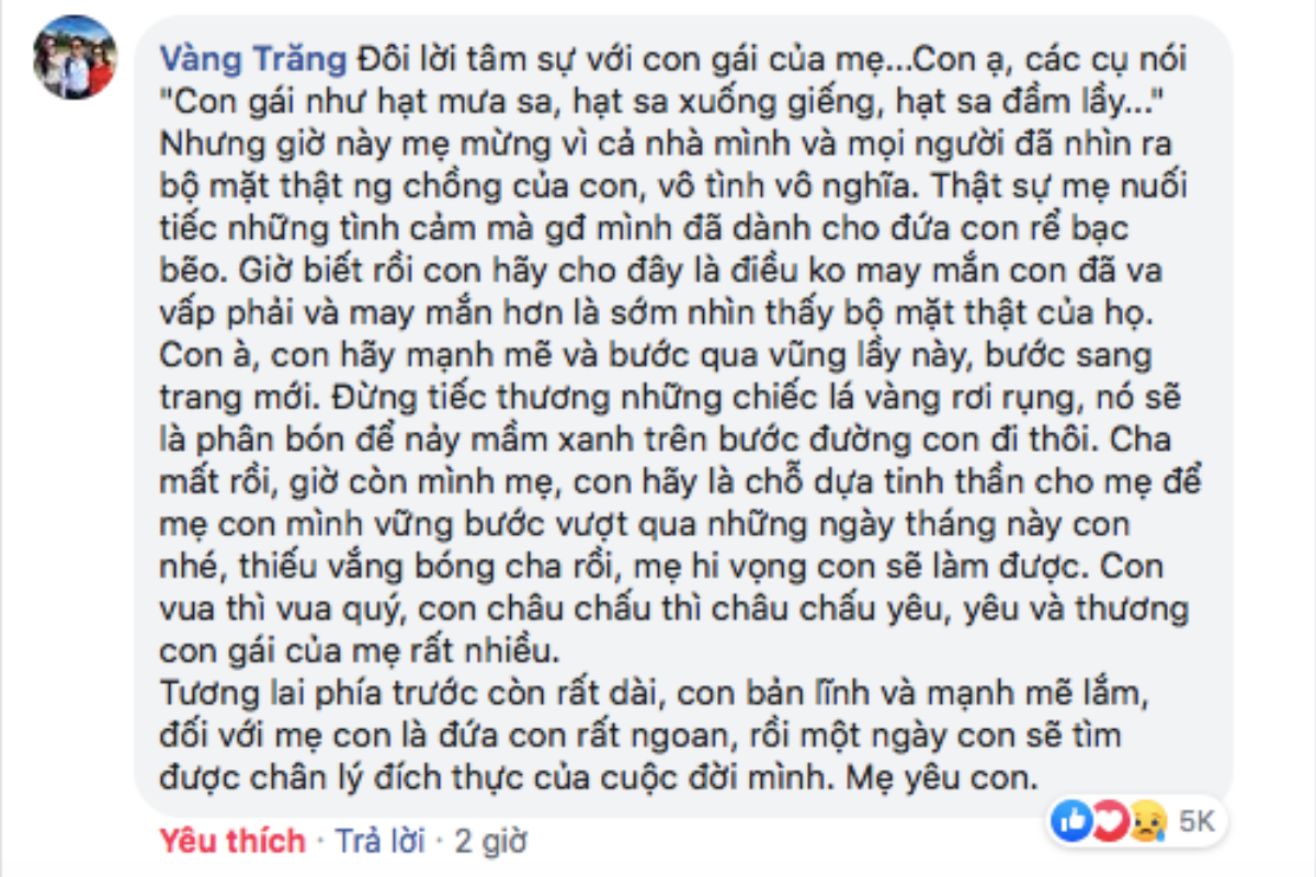 Mẹ Âu Hà My xúc động chia sẻ nỗi buồn hôn nhân của con gái Ảnh 2