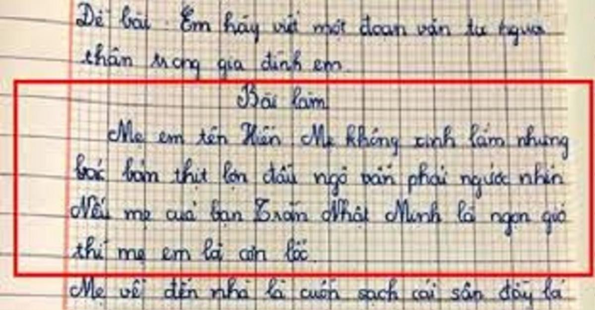 Bài văn của cậu bé lớp 3 bị cô giáo chê lạc đề nhưng lại nhận được sự khen ngợi vì tính chân thật và quá đỗi dễ thương Ảnh 4