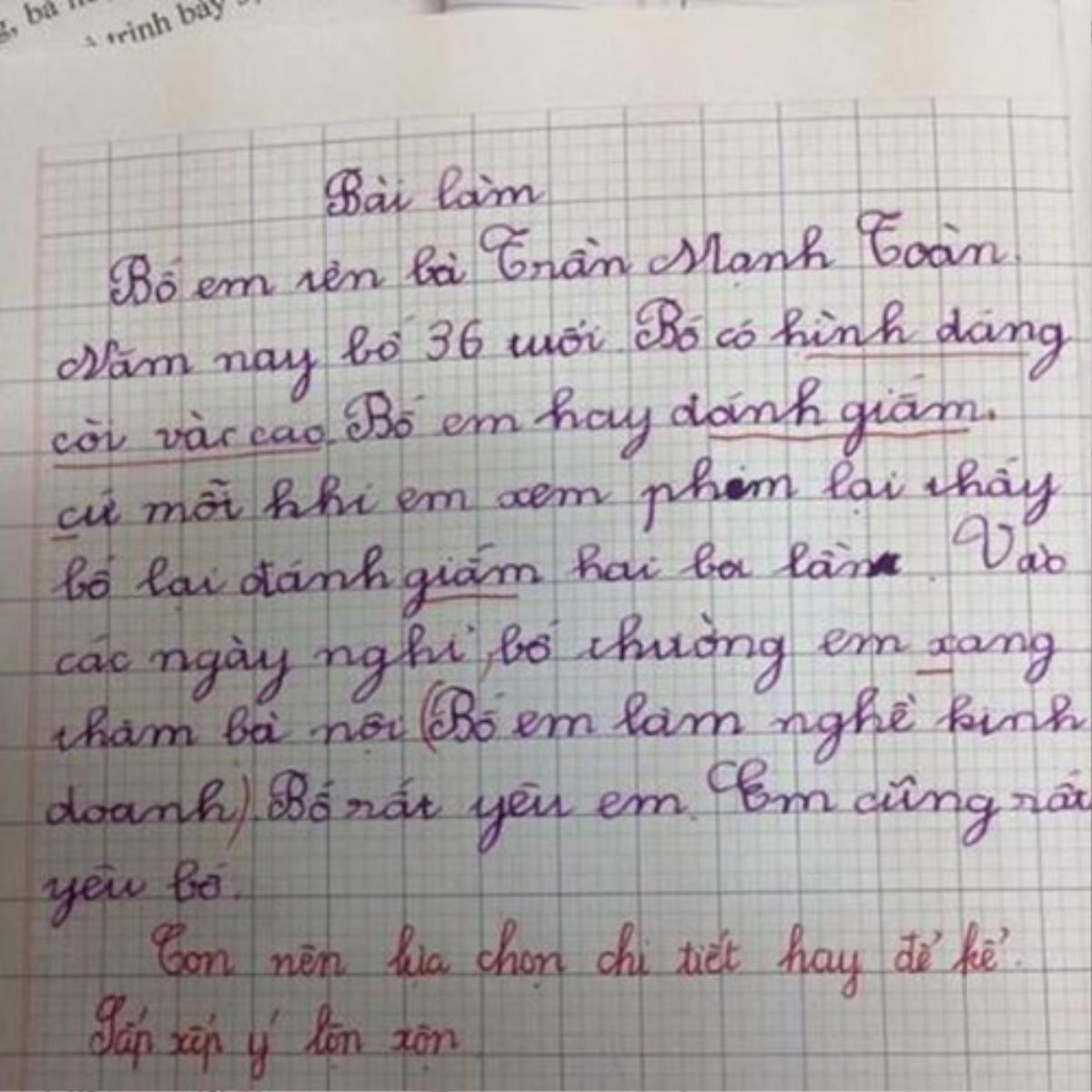 Bài văn của cậu bé lớp 3 bị cô giáo chê lạc đề nhưng lại nhận được sự khen ngợi vì tính chân thật và quá đỗi dễ thương Ảnh 3