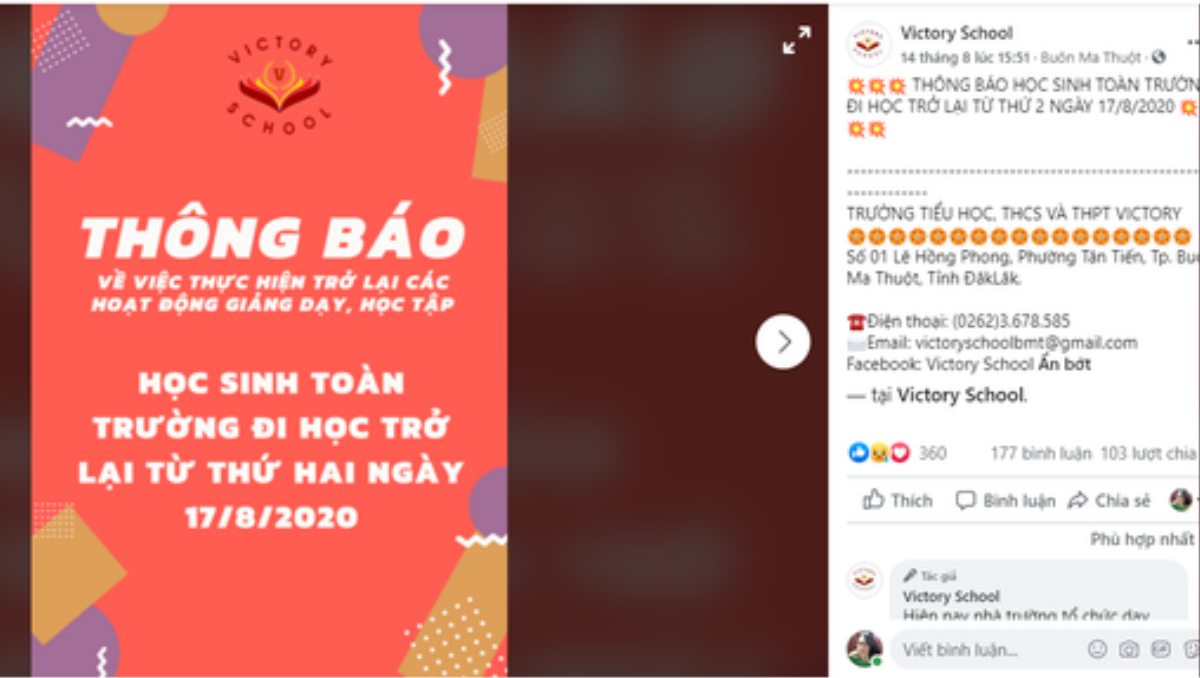 Giữa dịch COVID-19, một trường tại Đắk Lắk bất ngờ ra thông báo yêu cầu học sinh đi học trở lại Ảnh 1