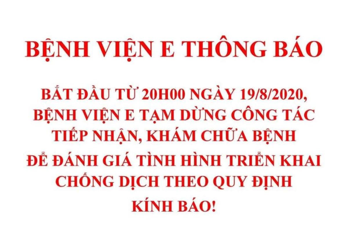 Hà Nội đóng cửa Bệnh viện E tìm người tiếp xúc gần bệnh nhân dương tính với SARS-CoV-2 Ảnh 1