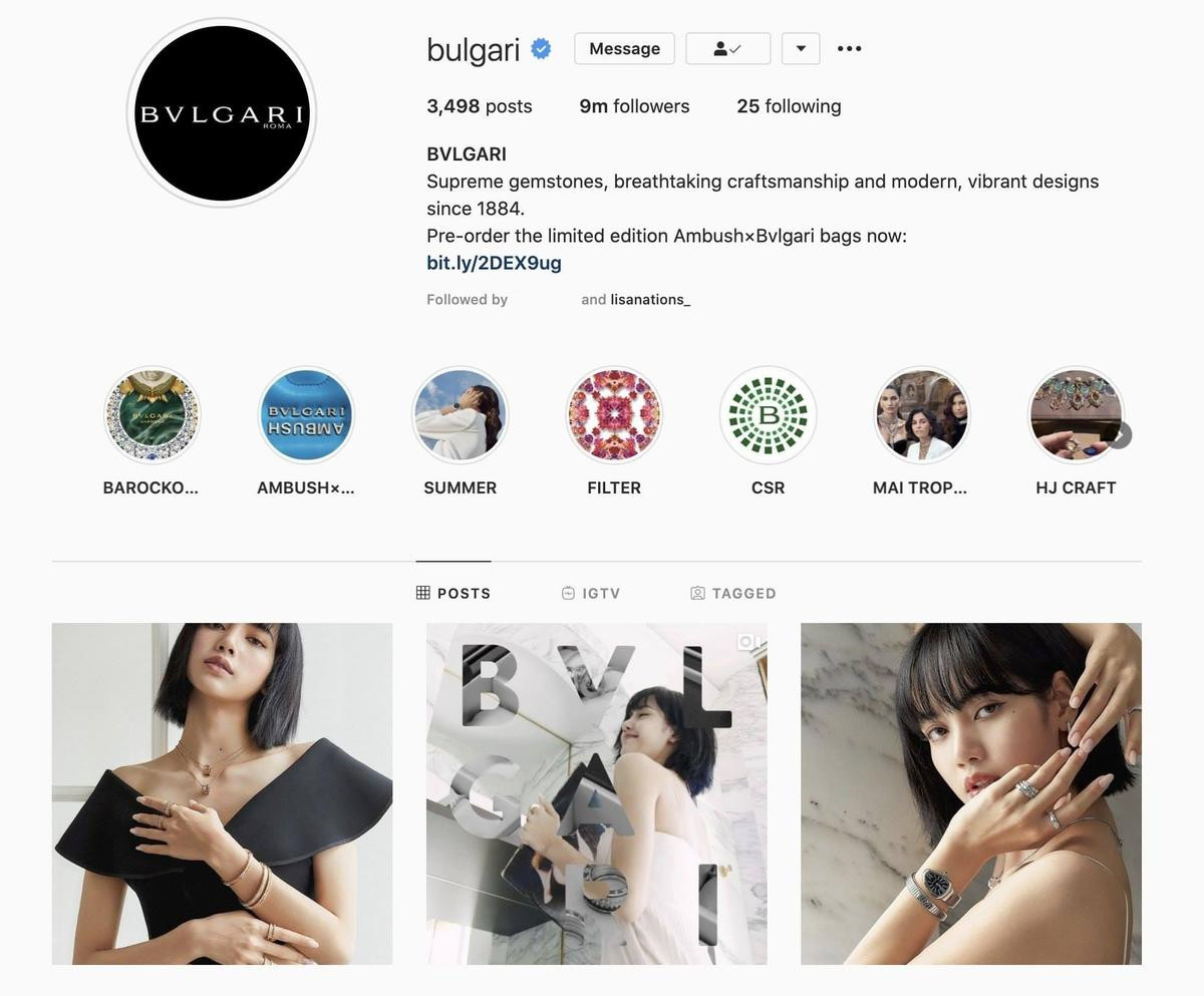 Trang instagram chính thức của trang sức Ý update hình Lisa ngập tràn newfeeds