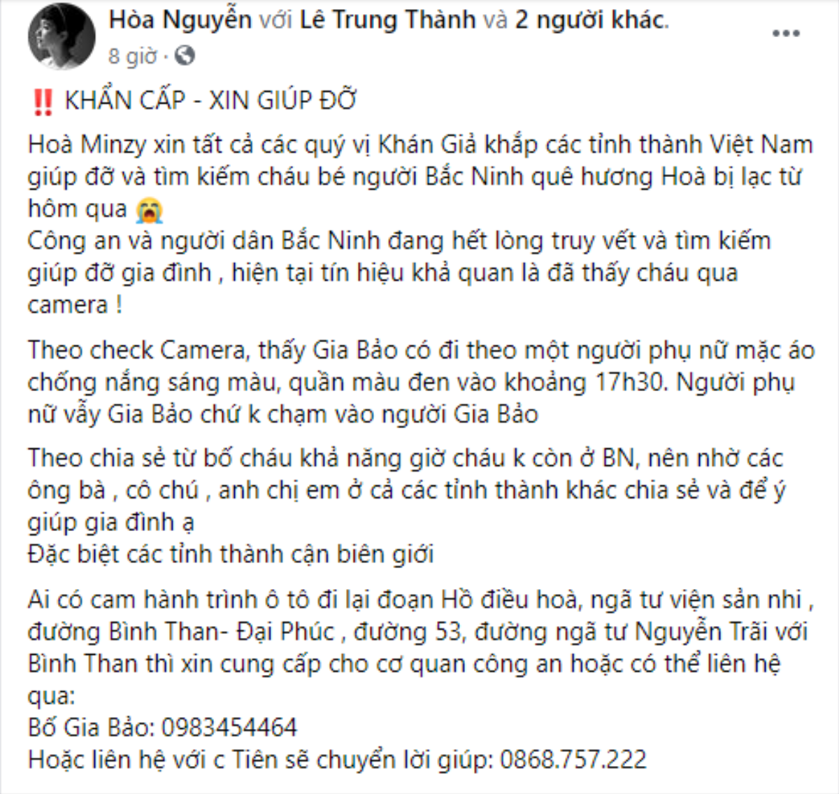 Lên tiếng cảnh tỉnh sau vụ bé trai bị bắt cóc ở Bắc Ninh, Hoà Minzy ngầm xác nhận đã hạ sinh con đầu lòng? Ảnh 1