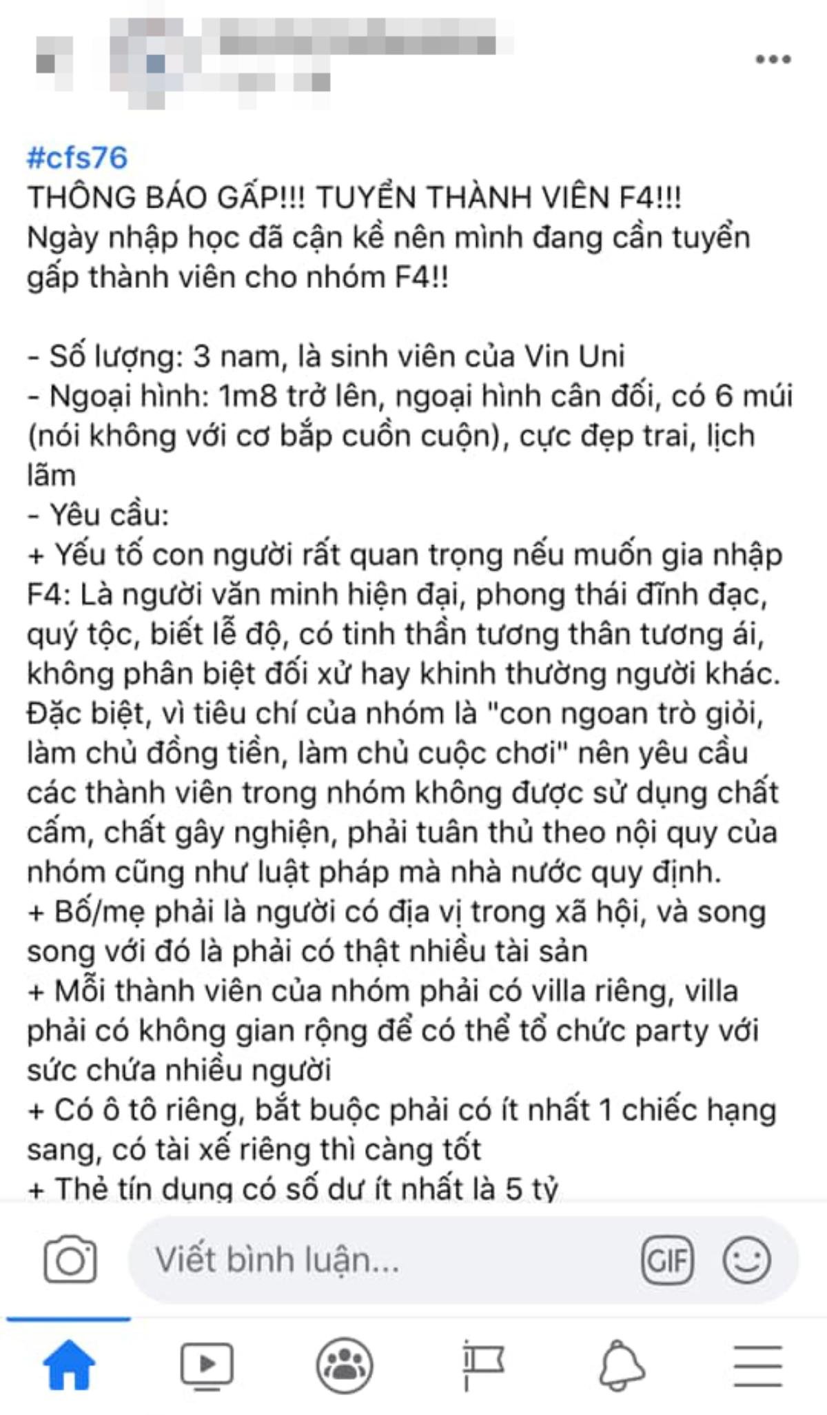 'Sốc' trước điều kiện tuyển thành viên của hội 'F4 Việt Nam': Phải có villa, ô tô riêng, thẻ tín dụng có số dư tối thiểu 5 tỷ... Ảnh 1