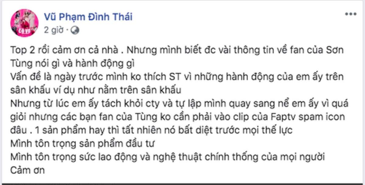 Đang yên đang lành, fan Sơn Tùng phải 'nổi trận lôi đình' vì cho rằng Thái Vũ ( FAPTv) cà khịa 'Sky' Ảnh 3