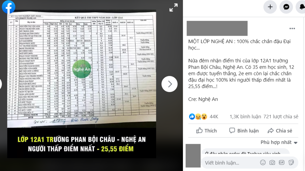 Bảng điểm thi gây 'choáng' của lớp học tại Nghệ An: 12 học sinh được tuyển thẳng, tất cả các thành viên đều đỗ đại học Ảnh 1