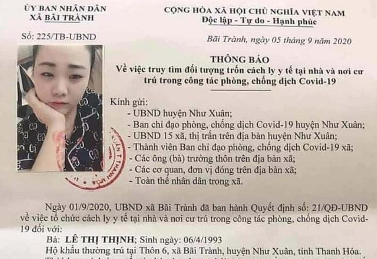 Thanh Hóa truy tìm người phụ nữ trốn khỏi nơi cư trú khi đang trong thời gian cách ly y tế Ảnh 1