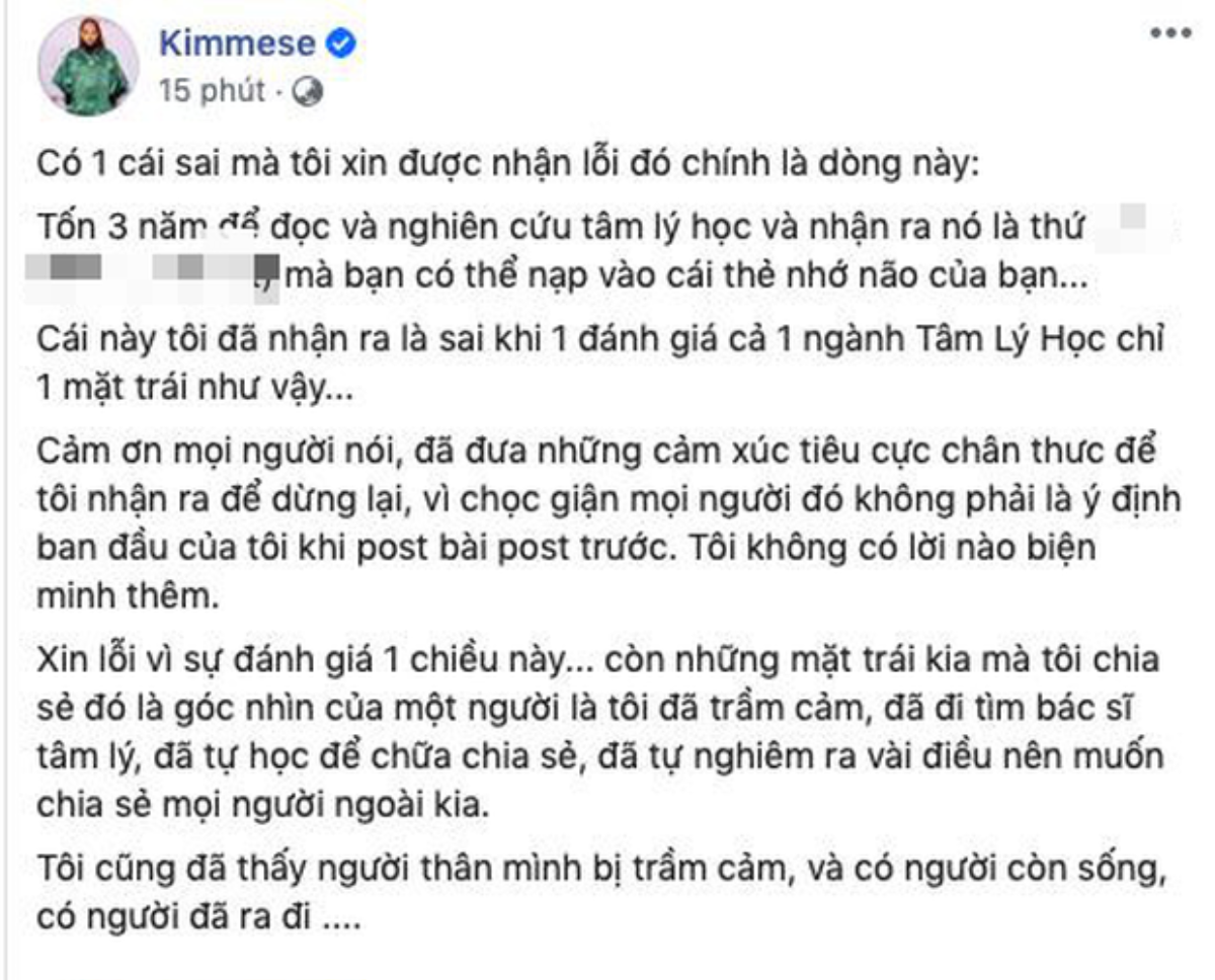 Chia sẻ không đúng về bệnh trầm cảm, Kimmese bị dân mạng chỉ trích dữ dội: 'Miệng xinh để Rap chứ đừng nói bậy' Ảnh 5