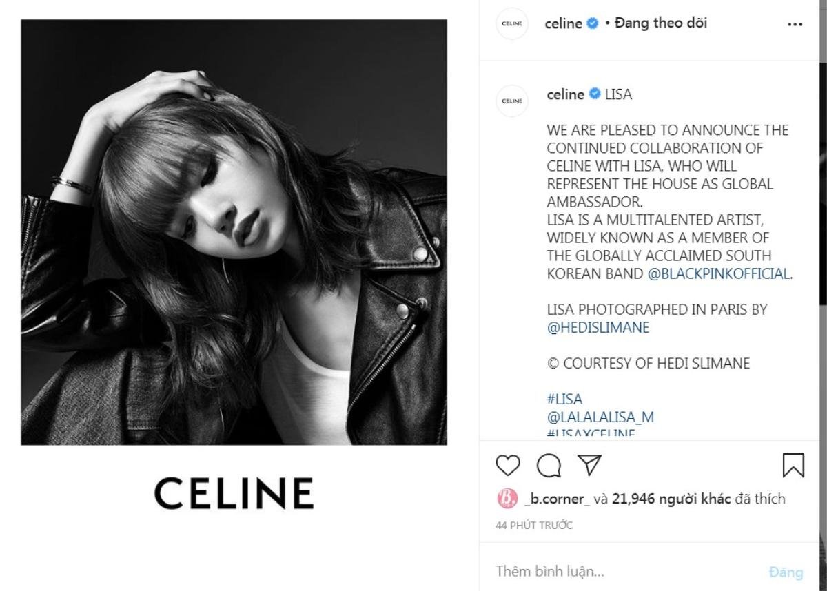 Lisa Black Pink chính thức được Celine công bố là đại sứ toàn cầu và gia hạn hợp đồng Ảnh 3