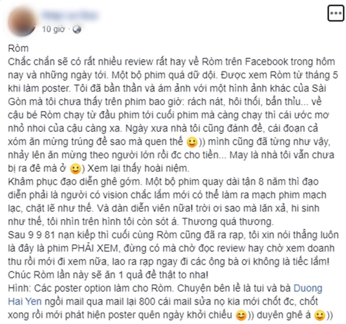 Cư dân mạng đua nhau đăng bài review, đánh giá phim 'Ròm' sau ngày đầu công chiếu Ảnh 16