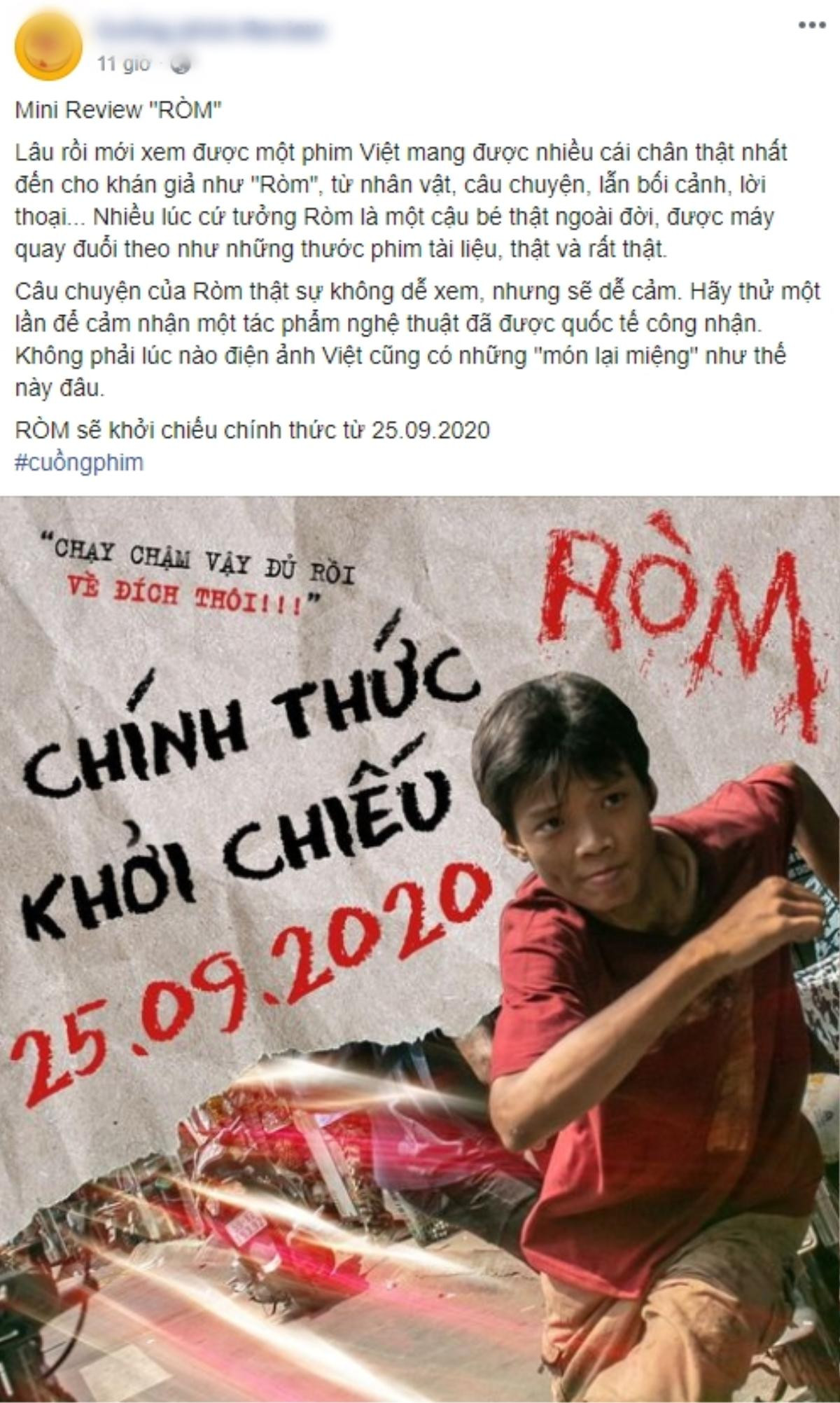 Cư dân mạng đua nhau đăng bài review, đánh giá phim 'Ròm' sau ngày đầu công chiếu Ảnh 5