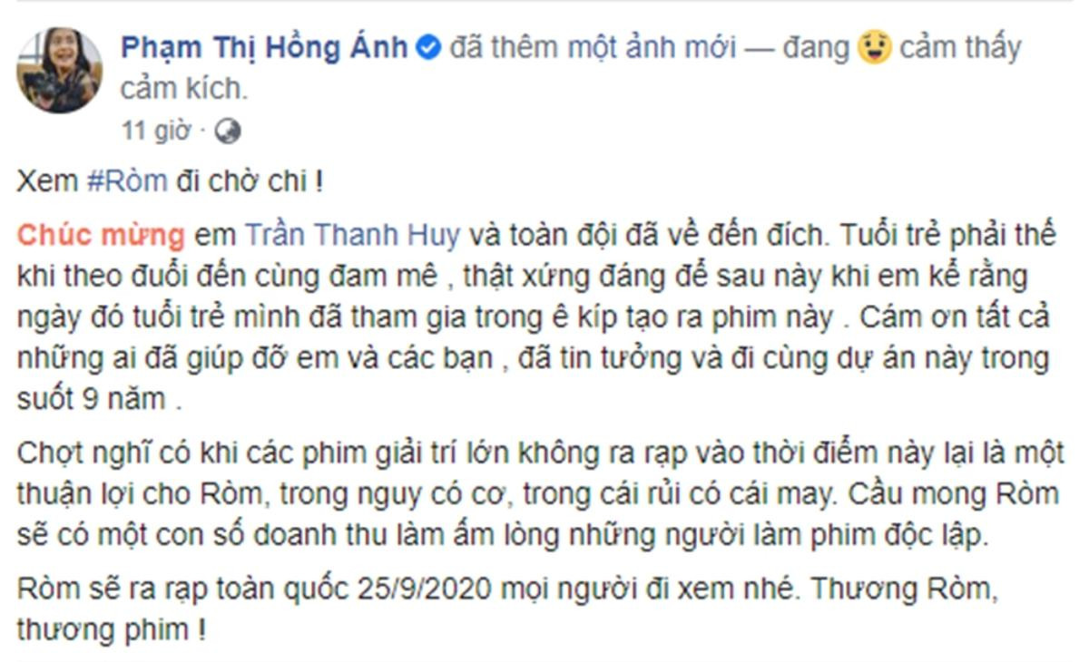 Dàn sao Việt nói gì sau khi ra rạp xem phim 'Ròm': Hồng Ánh hết lời khen ngợi, Mỹ Tâm - Thu Trang ủng hộ nhiệt tình Ảnh 7