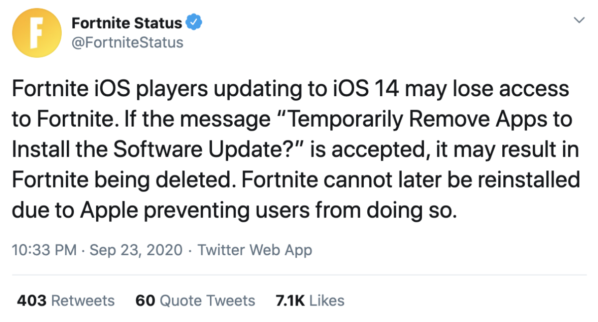 Epic cảnh báo: 'iOS 14 có thể khiến iPhone không còn chơi được Fortnite' Ảnh 3