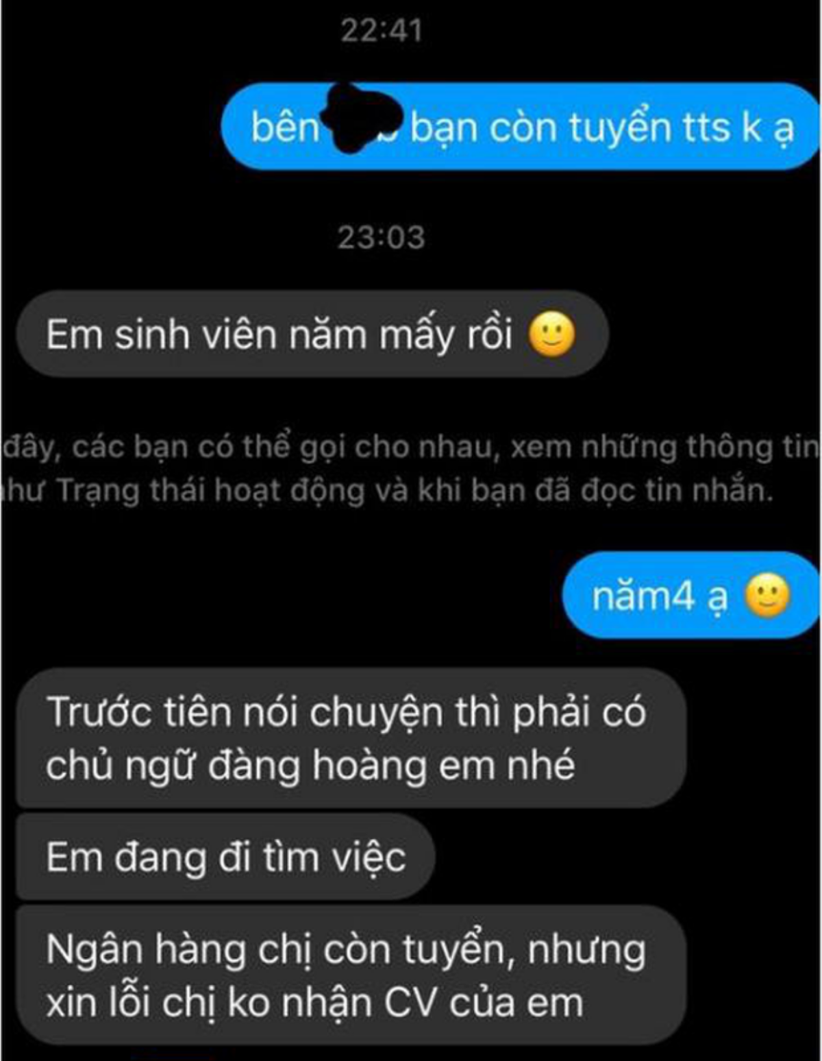 Nữ sinh bị nhà tuyển dụng mắng té tát khi đặt câu hỏi: 'Bên bạn còn tuyển thực tập sinh không ạ?' Ảnh 1