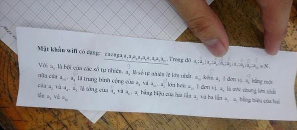 Muốn sử dụng wifi 'chùa', học trò phải giải được đáp án phương trình toán học của thầy Hiệu trưởng Ảnh 2