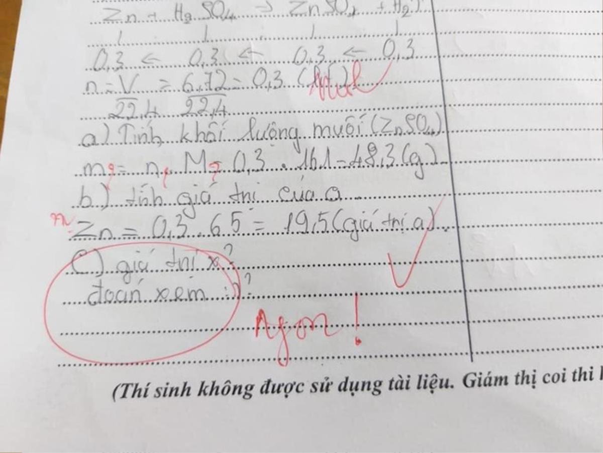 Nam sinh cả gan thách đố giáo viên trong bài kiểm tra, mà hồi đáp của giáo viên với duy nhất chữ 'ngon' khiến CĐM cười ngất Ảnh 1