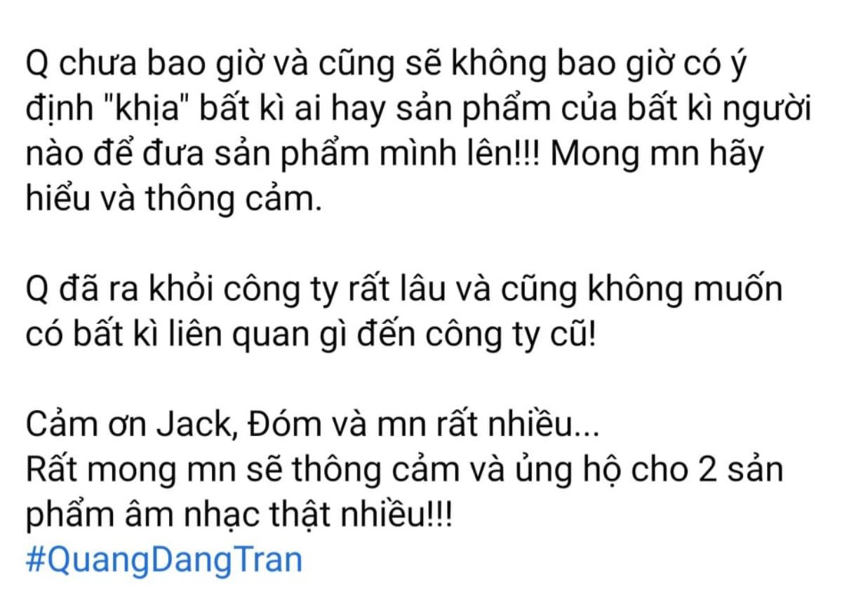 Đùa vui lỡ tay? 'Gà cũ' công ty K-ICM sau khi dìm hàng Jack phải đăng đàn giải thích, Đóm vẫn gay gắt khó lòng Ảnh 1