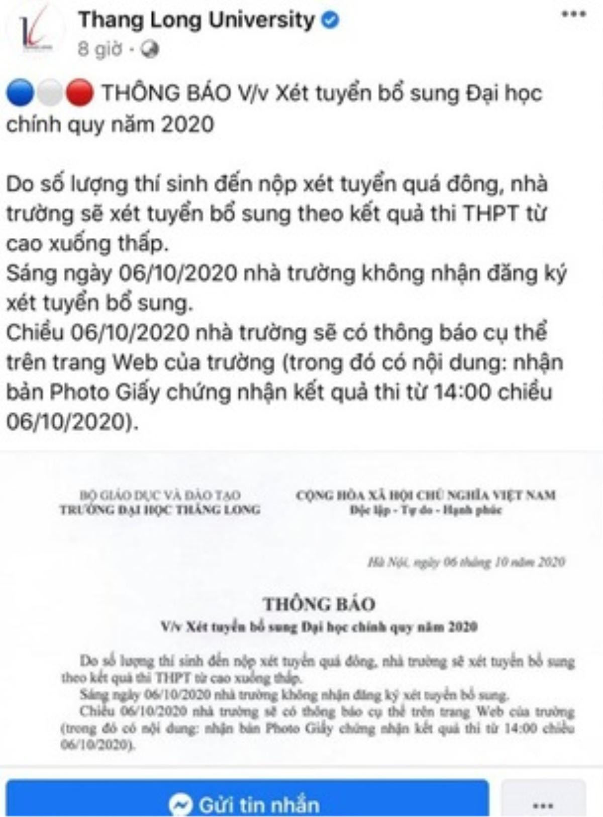 Vụ ĐH Thăng Long tổ chức xét tuyển bổ sung sớm dẫn đến tình trạng 'vỡ trận': Hiệu trưởng thừa nhận sai sót Ảnh 4