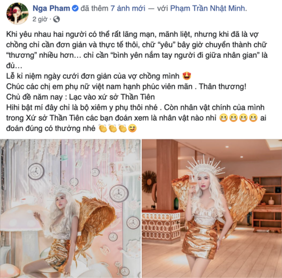 Vợ chồng đại gia Minh Nhựa kỉ niệm ngày cưới 'đơn giản', cộng đồng mạng thắc mắc: Lễ hội hoá trang hay gì? Ảnh 1