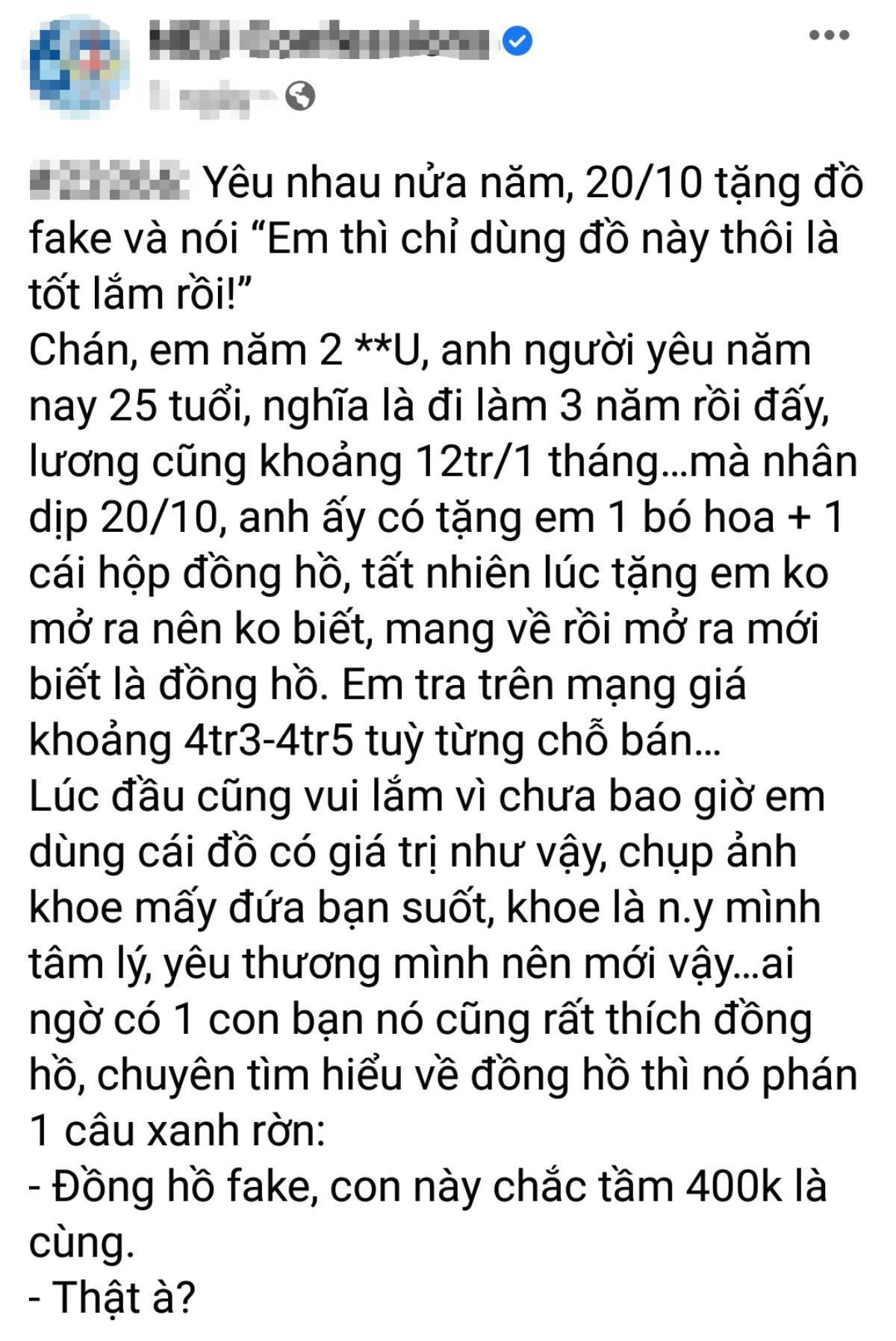 Chê bạn trai lương tháng 12 triệu mà tặng hàng nhái ngày 20/10, nữ chính bị dân mạng 'ném đá' Ảnh 2