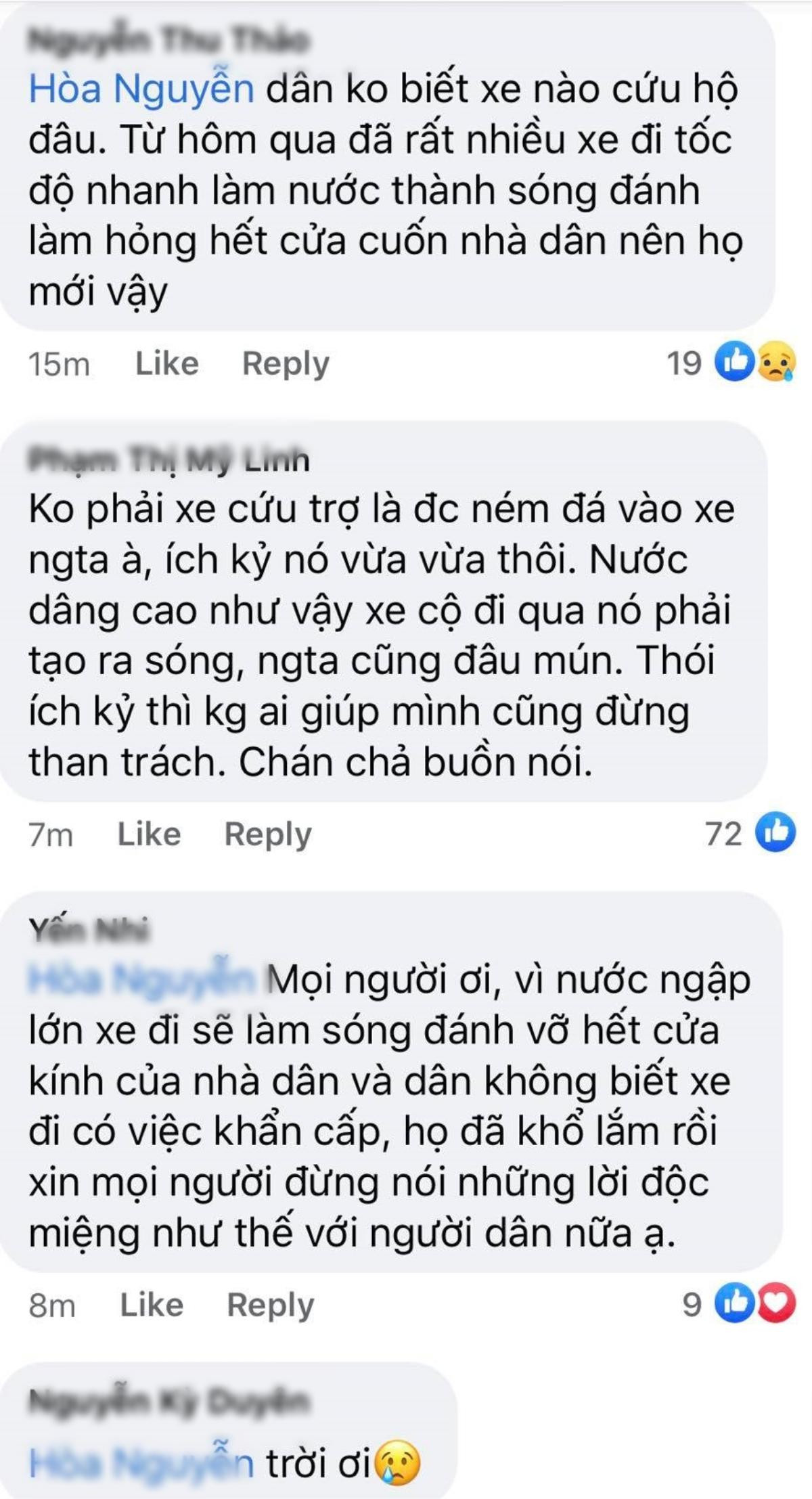 Cứu thai phụ, nước cuốn xe của Hoà Minzy vào nhà khiến người dân hiểu lầm ném đá vỡ kính oto Ảnh 7