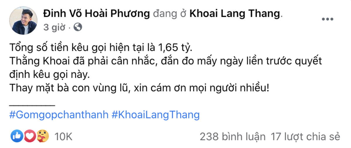 Vlogger Khoai Lang Thang kêu gọi ủng hộ miền Trung: Sau 1 ngày đã có gần 2 tỷ, sẽ trực tiếp đi giúp đỡ người dân Ảnh 4