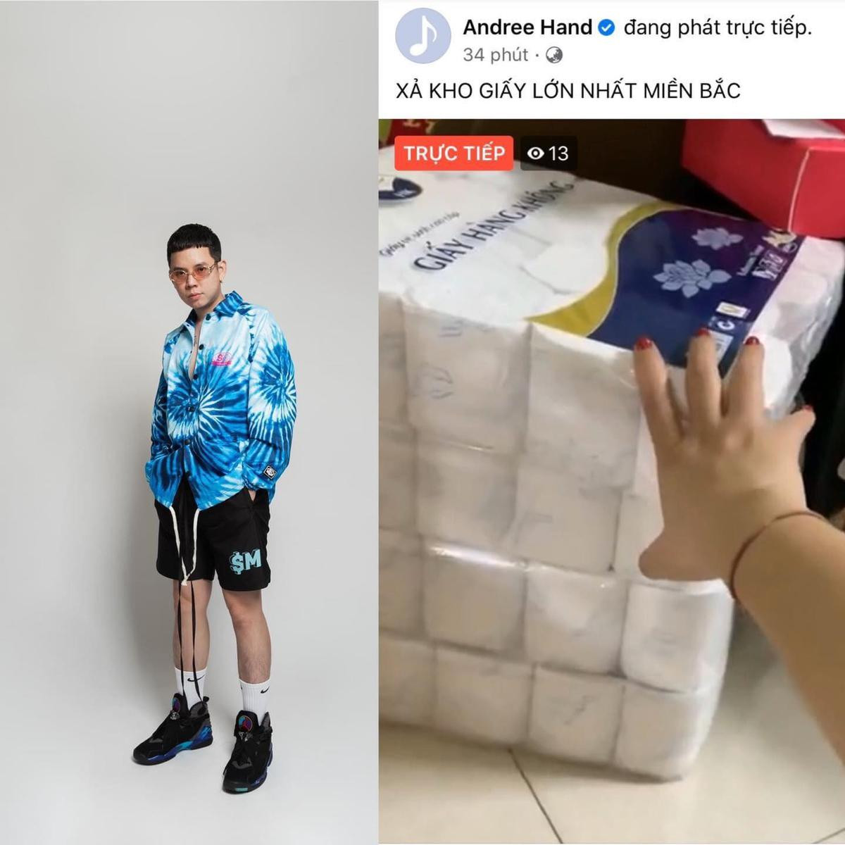 Rapper Andree bất ngờ livestream bán giấy vệ sinh? Ảnh 1