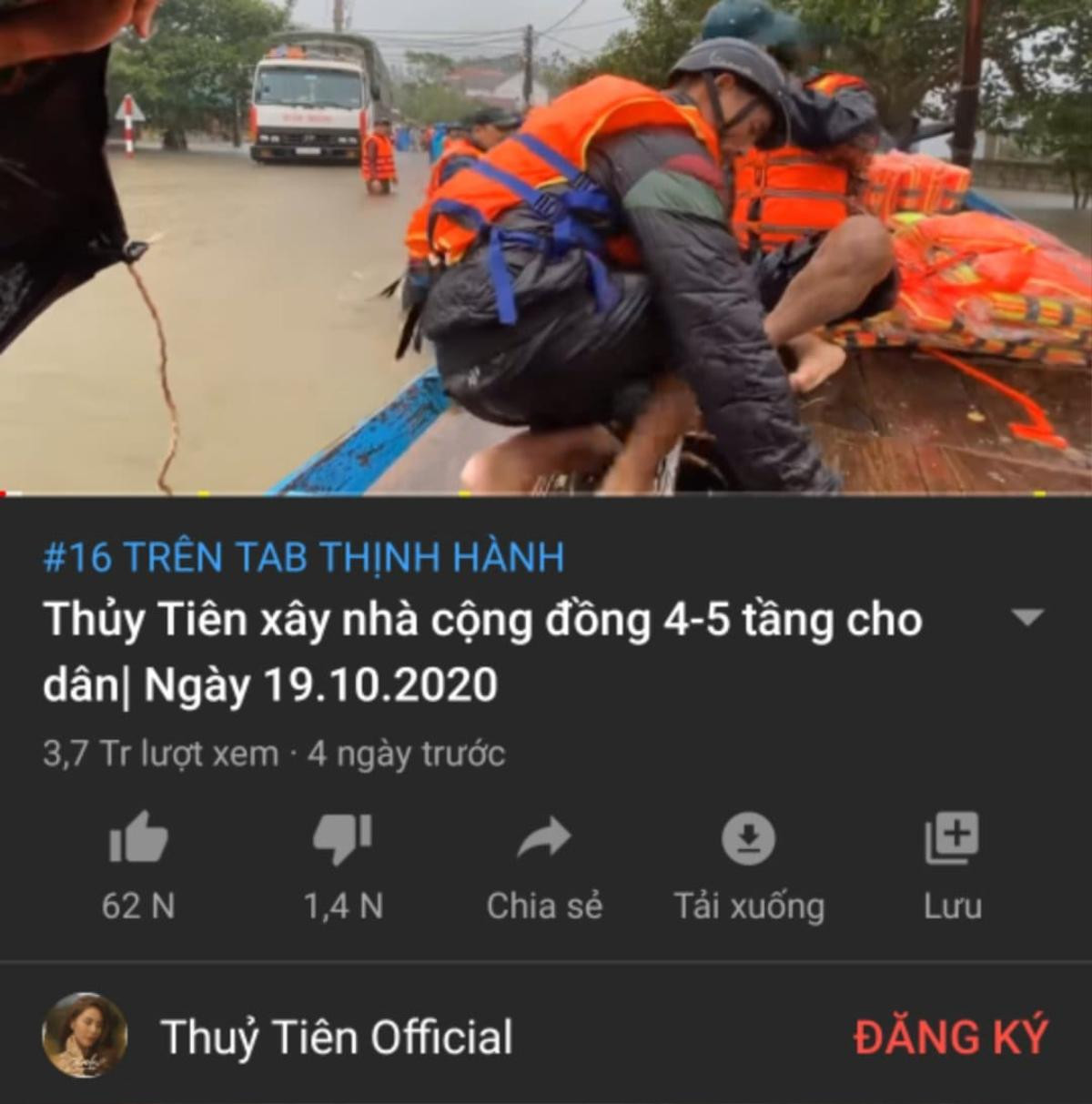 Không cần ra MV hoành tráng, loạt clip cứu trợ miền Trung của Thủy Tiên hiện đang 'xâm chiếm' trending Youtube Ảnh 4