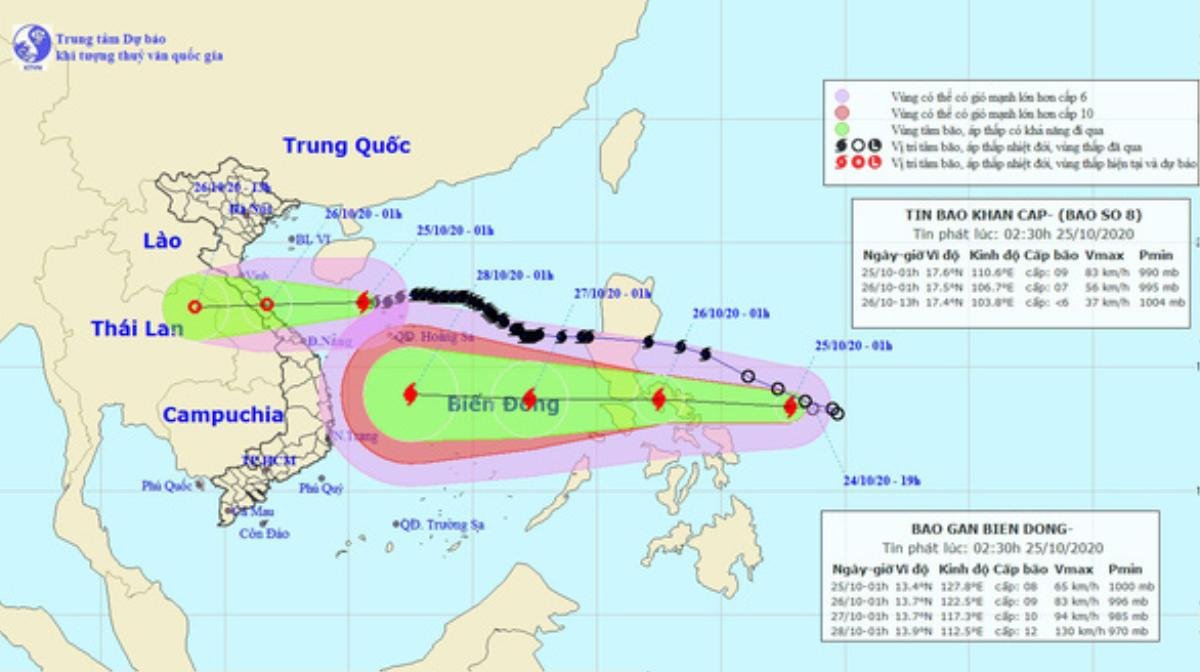 Bão số 8 tiến vào Hà Tĩnh - Quảng Trị, bão số 9 đang di chuyển nhanh vào Biển Đông Ảnh 1