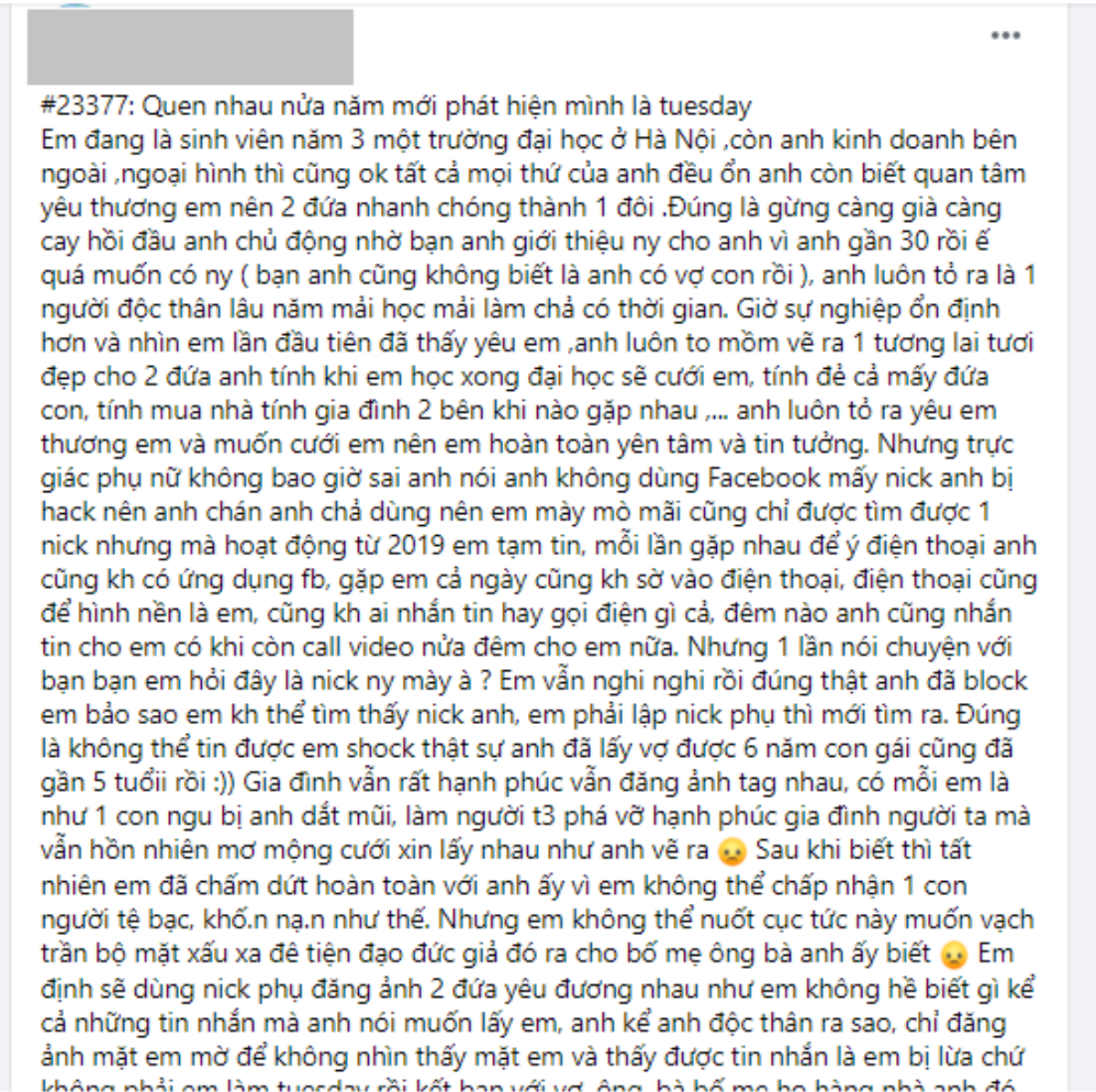 Hẹn hò hơn nửa năm, nữ sinh viên năm 3 bất ngờ phát hiện mình là 'tuesday' Ảnh 1