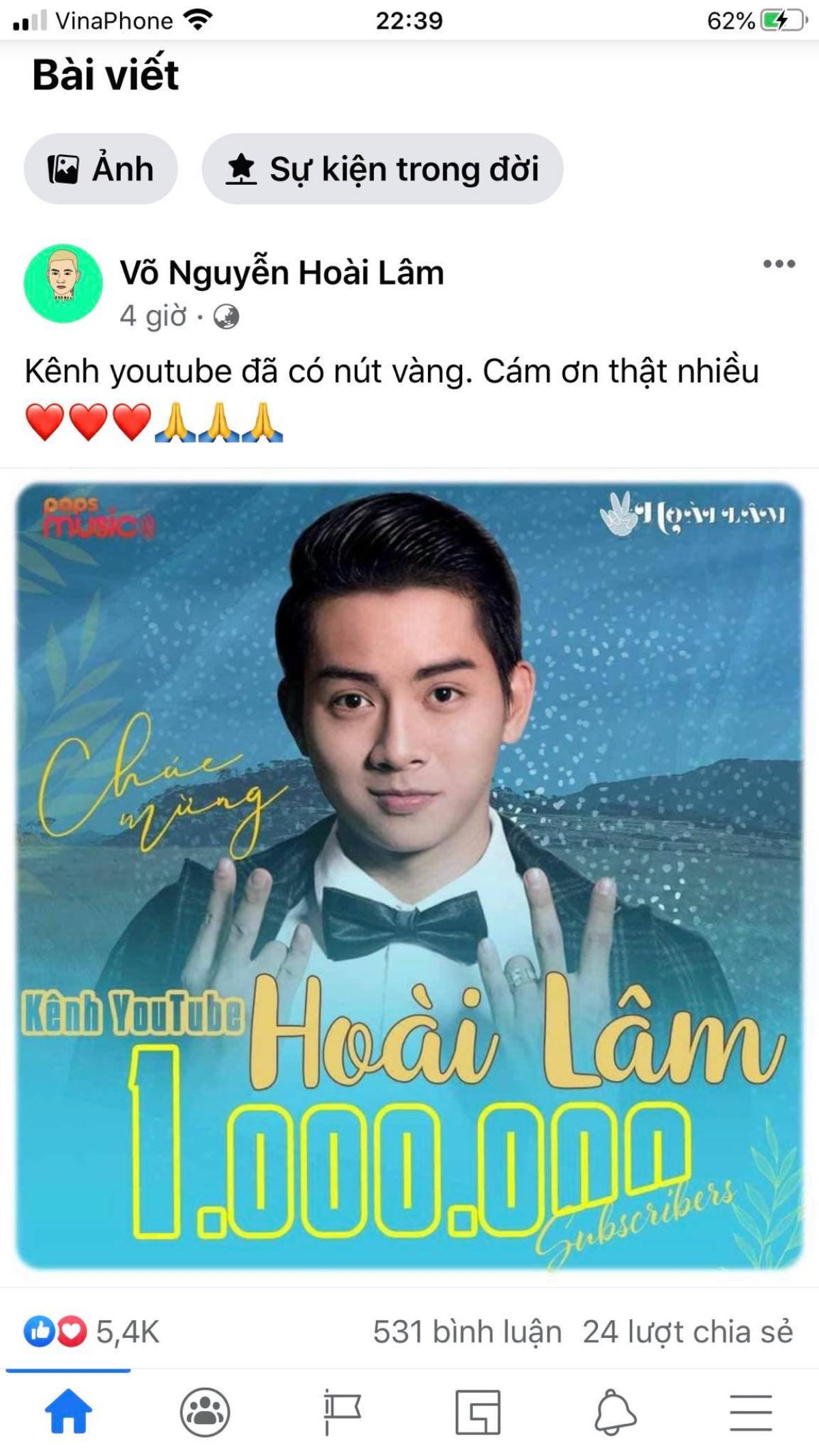 Kênh Youtube của Hoài Lâm cán mốc 1 triệu lượt đăng ký, Lê Hiếu - Xuân Nghị vào chúc mừng Ảnh 2