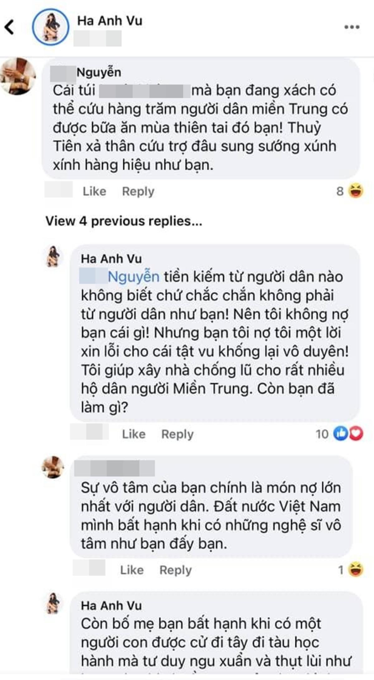 Bị anti-fan so với Thủy Tiên vì không giúp miền Trung, Hà Anh đáp trả: 'Bạn đổi avatar đen tang tóc đi' Ảnh 2