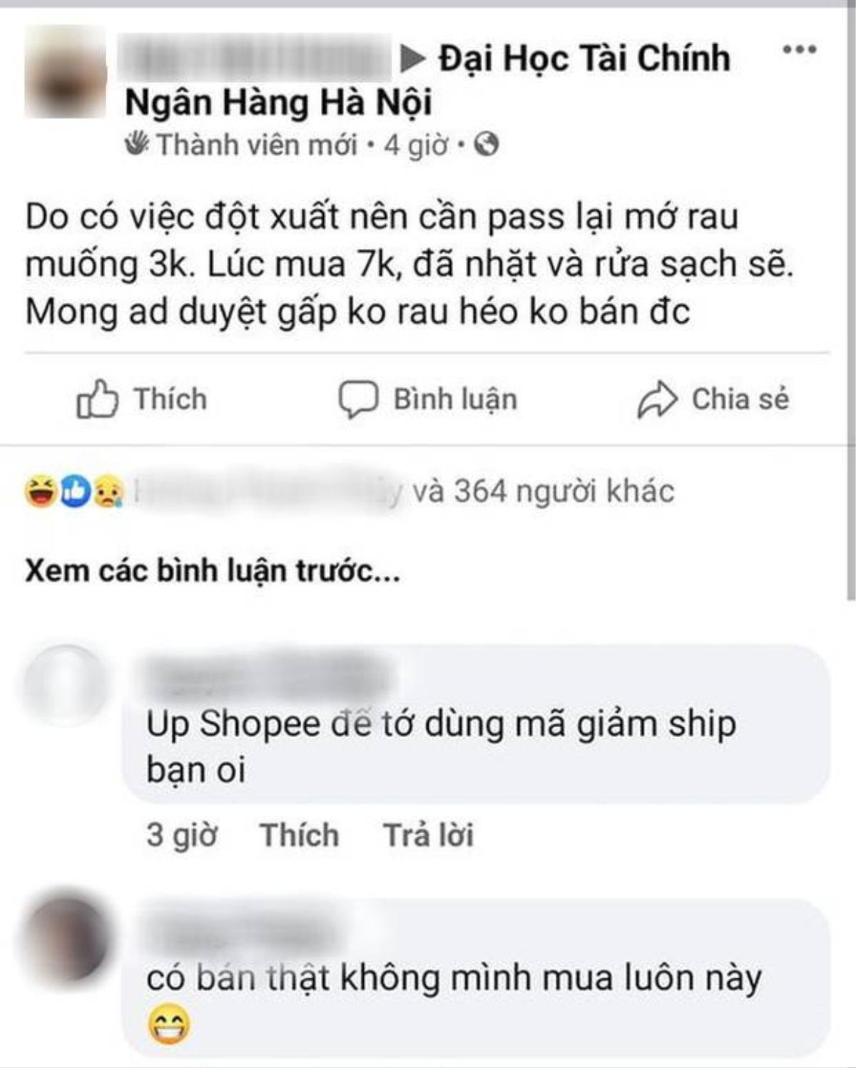 Rao bán lại bó rau muống với giá 3.000 đồng, nam sinh nhận 'bão đơn' bởi lối đăng bài cực duyên dáng Ảnh 1