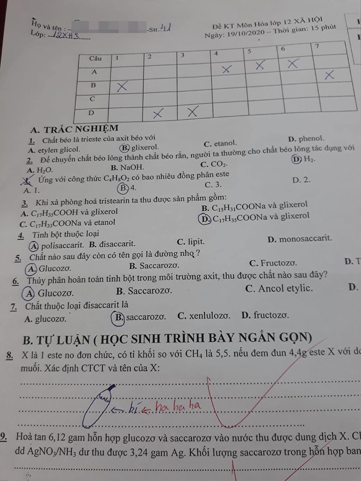 Vẻ hẳn quả bí vào bài kiểm tra vì không làm được bài, phản ứng của cô giáo khiến cư dân mạng thích thú Ảnh 1